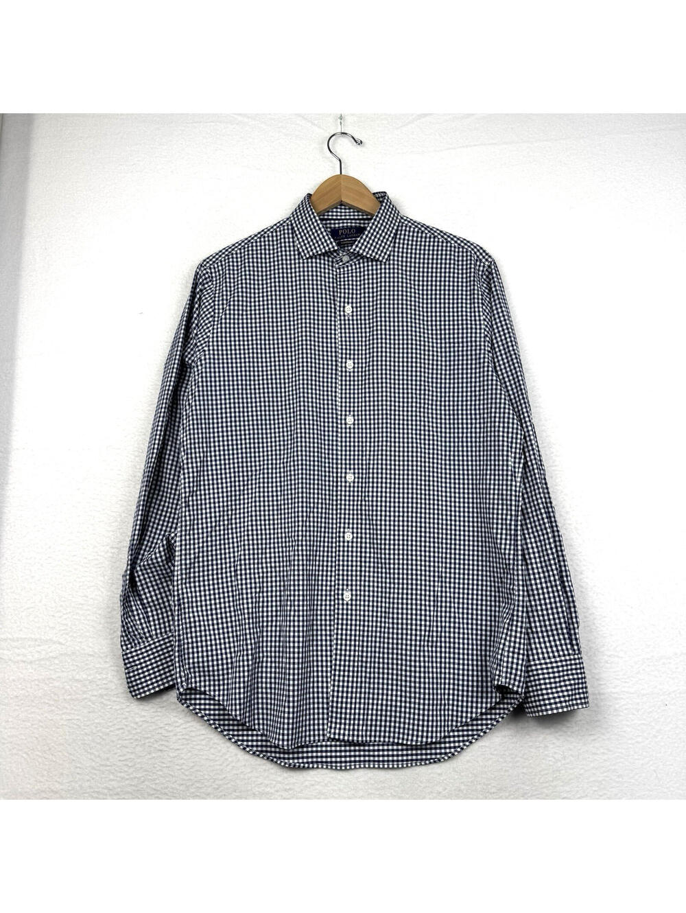 Polo Ralph Lauren Mens Medium Performance Long Sleeve Button Up Blue Check